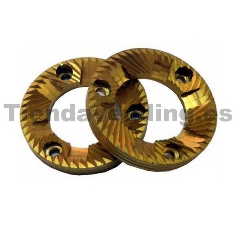Pareja Fresas Saeco D.43 mm Titanio Saeco ø exterior 43 mm - ø interior 25 mm espesor 6,5 mm - 3 agujeros de anclaje
