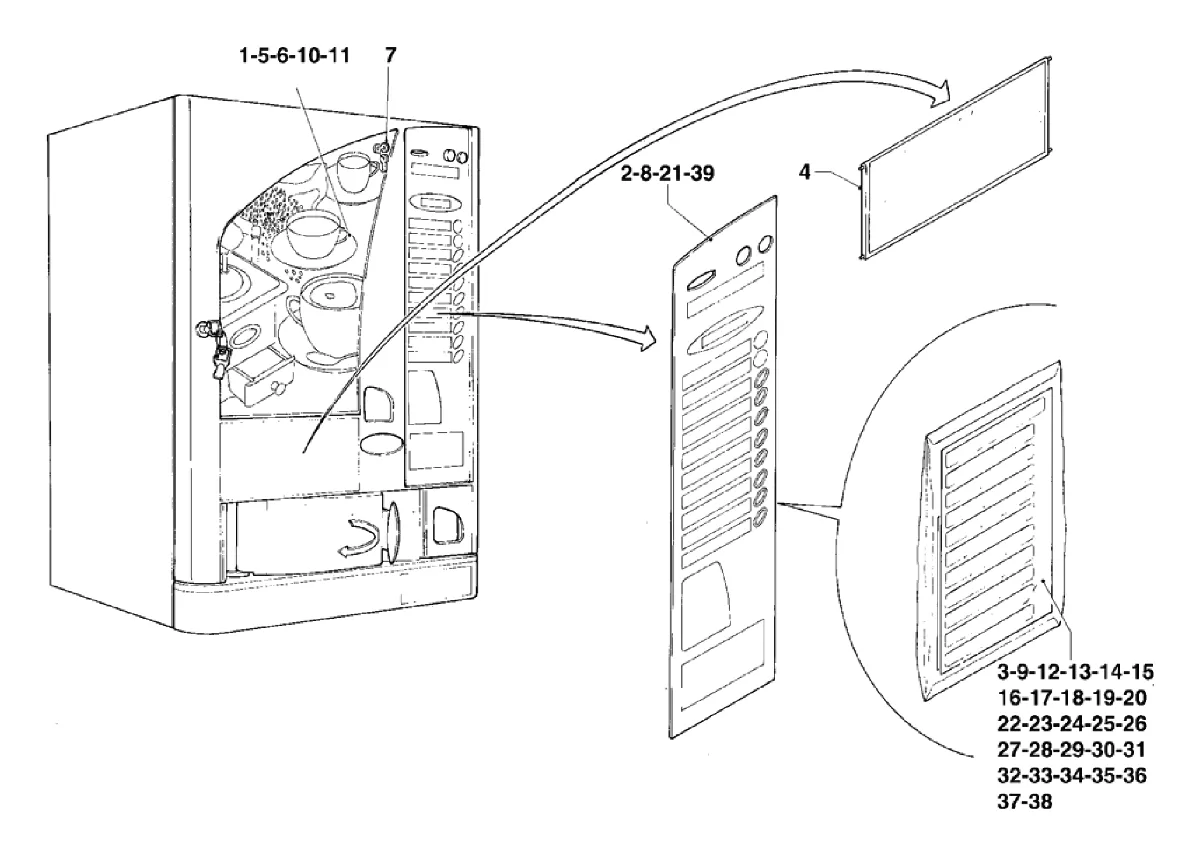 Despiece Necta Brio 200 – 1 - Puerta, lado externo